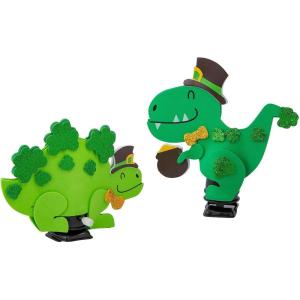 Fun Express 3 1/2″ – 5″ St. Patrick’s Day Wind-Up Dinosaur Foam Craft Kit – Makes 12