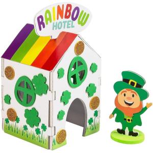 Fun Express 3D St. Patrick’s Day Lucky Leprechaun Hotel Trap Craft Kit – Makes 12 Complete Kits for Kids Classroom Activities & Party Supplies | Easy DIY Foam Crafts for Preschool Projects