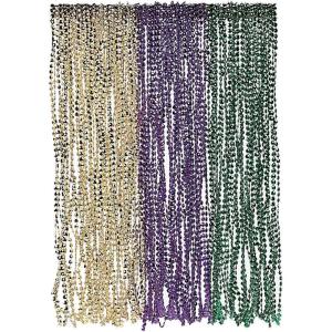 Fun Express Bulk Mardi Gras Bead Necklaces (set of 144 in purple, gold and green) Party and Parade Supplies
