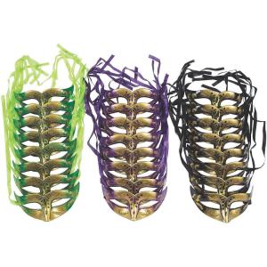 Fun Express Bulk Mardi Gras Gold Masks – Apparel Accessories – 72 Pieces