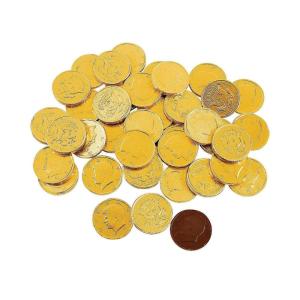 Fun Express Chocolate Coins | 1 Pound, Approximately 75 Gold Foil Wrapped Pieces, St. Patrick’s Day, Mardi Gras, Novelty, Birthday Party and Parade Candy