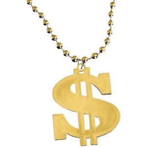 Fun Express Dollar Sign Gold Bead Necklaces (Set of 12) Mardi Gras And Party Supplies