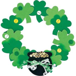 Fun Express Foam Shamrock Wreath Craft Kit – Makes 12 – St. Patrick’s Day Crafts for Kids