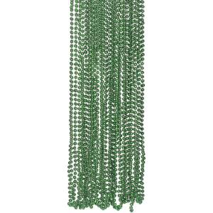Fun Express Green Metallic Beads Necklaces – Bulk Set of 48 – Mardi Gras Beads