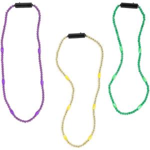 Fun Express Light-Up Mardi Gras Beaded Necklaces, 6 Pieces