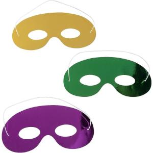 Fun Express Mardi Gras Reflective Foil Masks – 12 Pieces
