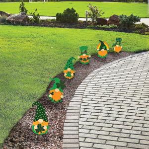 Fun Express St. Patrick’s Day Gnome Yard Signs Outdoor Decoration Set – 7.75″ x 11.5″ for Festive Lawn Decor and Celebrations – 6-Pieces