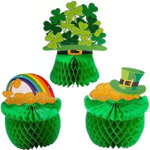 Fun Express St Patrick’s Day Honeycomb Centerpiece Set – Festive Party Decor Featuring Shamrocks Leprechauns & Holiday Icons Perfect St Patrick’s Day Parties Classroom & Event Decorations 3 Pieces