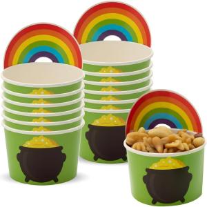 Fun Express St. Patrick’s Day Pot of Gold Disposable Paper Snack Cups – 12 Ct(Multicolor)