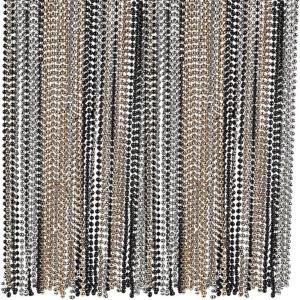 Gold, Black and Silver Bead Necklaces (set of 48) Bulk Mardi Gras Supplies(30″)