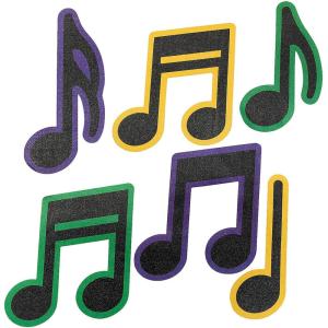Mardi Gras Glitter Music Cutouts – 6 Pieces