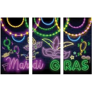 Mardi Gras Glow Backdrop Banner – Party Decor – 3 Pieces