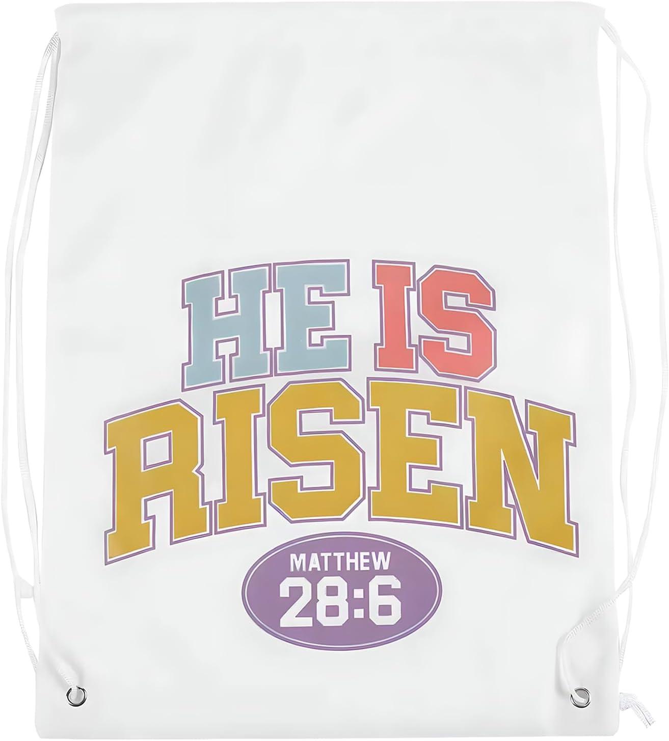 image:imageFun Express 14 X 18 Large Religious Easter He Is Risen Polyester Drawstring Backpacks 12 Pieces