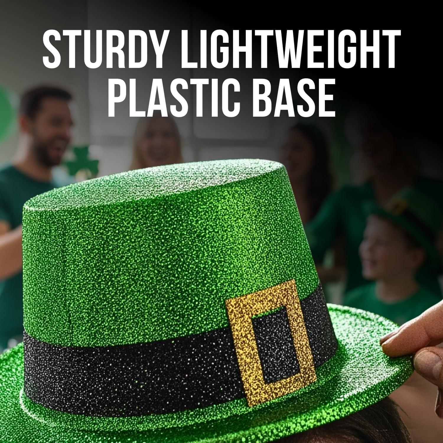 image:imageFun Express Green Glitter Top Hats for St Patricks Day Apparel Accessories Hats Party Hats St Patricks Day 12 Pieces