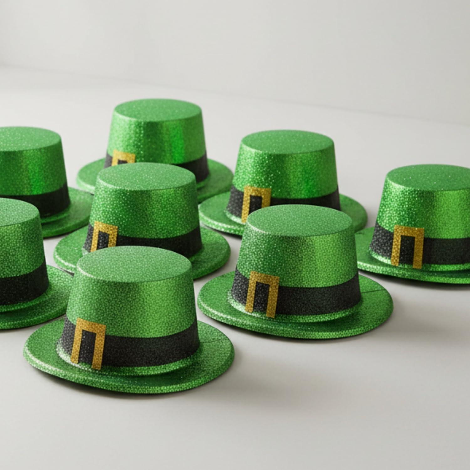 image:imageFun Express Green Glitter Top Hats for St Patricks Day Apparel Accessories Hats Party Hats St Patricks Day 12 Pieces