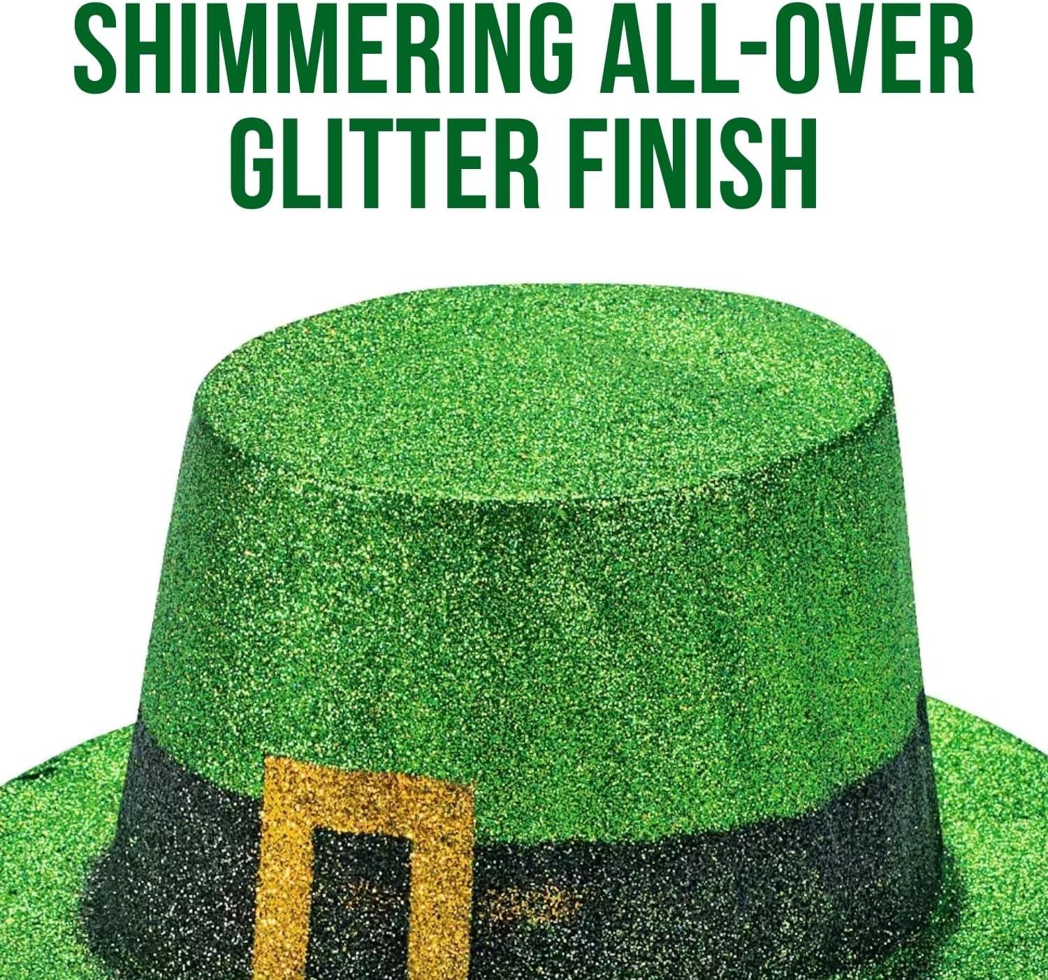 image:imageFun Express Green Glitter Top Hats for St Patricks Day Apparel Accessories Hats Party Hats St Patricks Day 12 Pieces