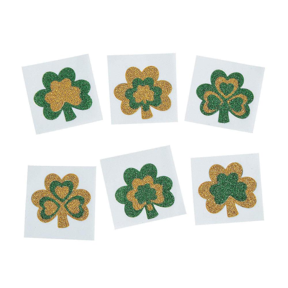 image:imageFun Express 12 Pieces Glitter Shamrock Tattoo Stickers For St Patricks Day  Temporary