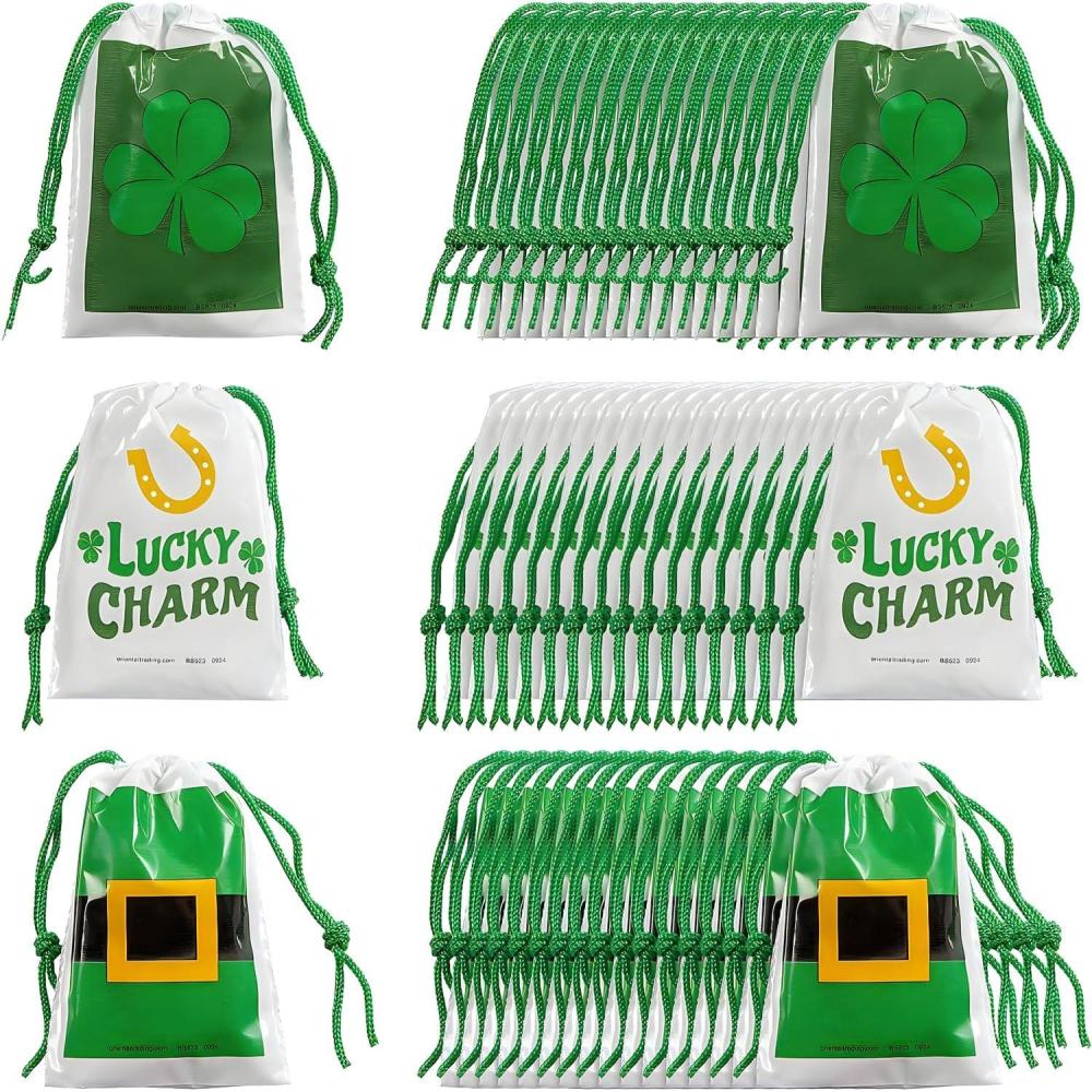 image:imageFun Express 2 34 x 5 Bulk 144 Pieces Mini St Patricks Day Drawstring Treat Bags