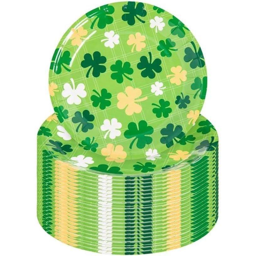 image:imageFun Express 7 14 St Patricks Day Shamrocks Disposable Paper Dessert Plates  24 Count