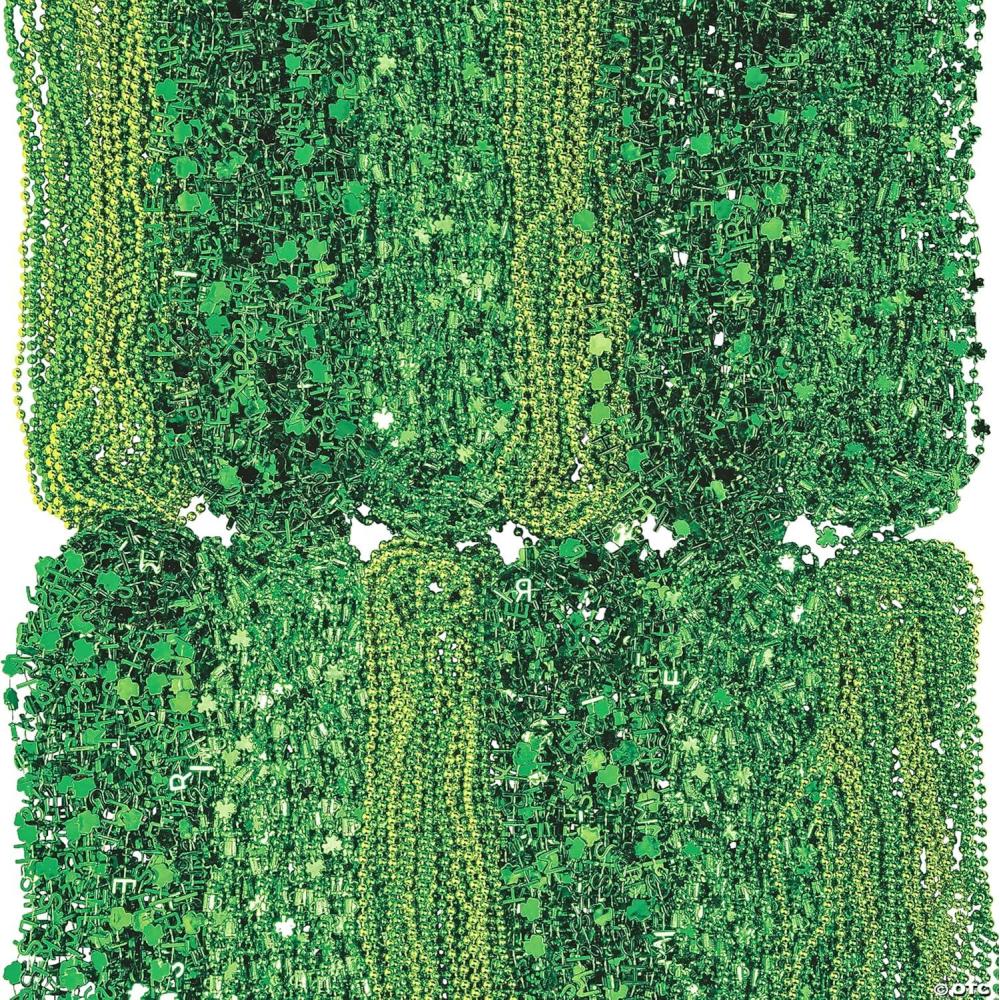 image:imageFun Express Bulk 500 Pieces Green Bead Necklace Assortment  for St Patricks Daythemed partiesm community gatherings and celebrations or fundraisers