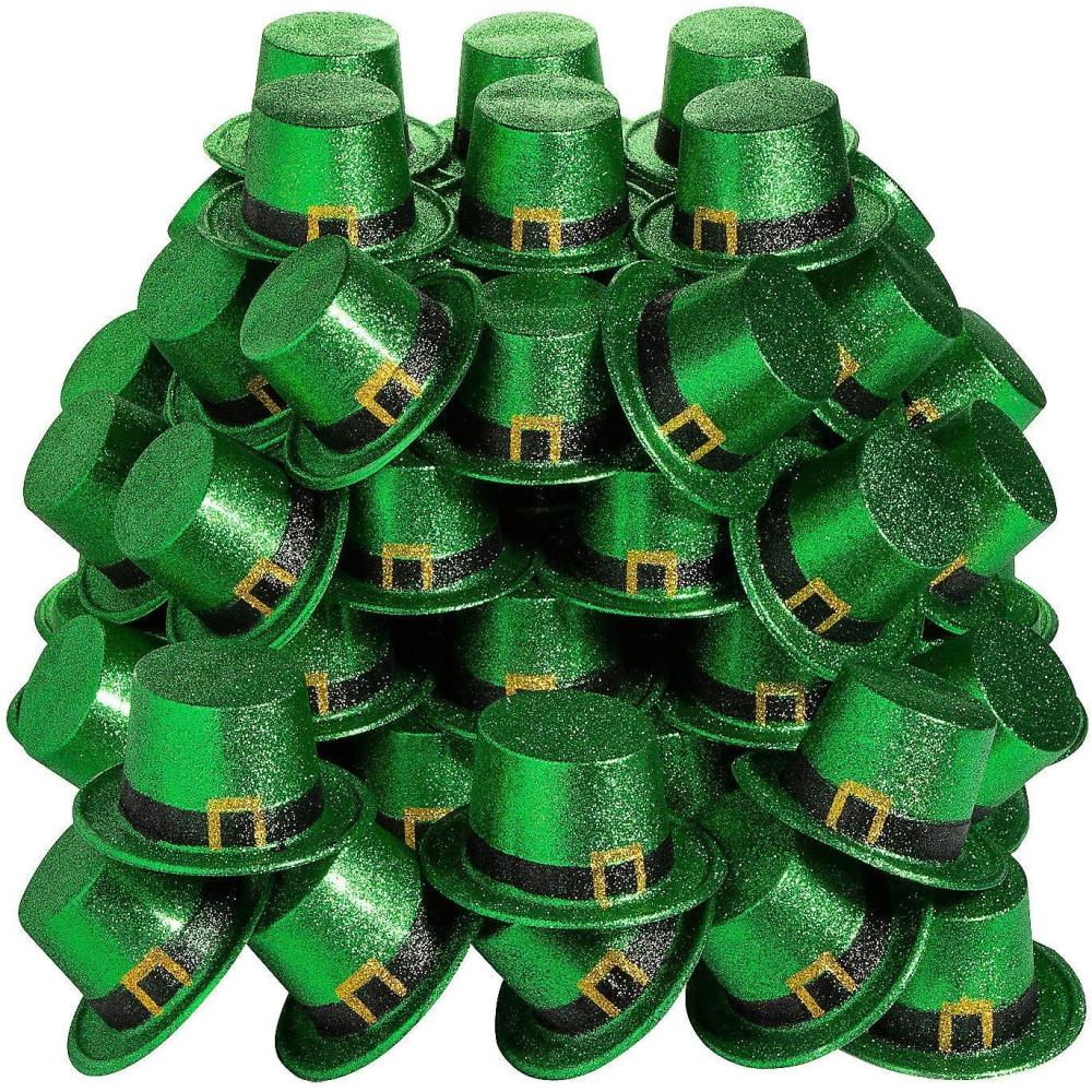 image:imageFun Express Bulk Green Glitter Leprechaun Top Hats  72 Hates  St Patricks Day Celebration Accessories