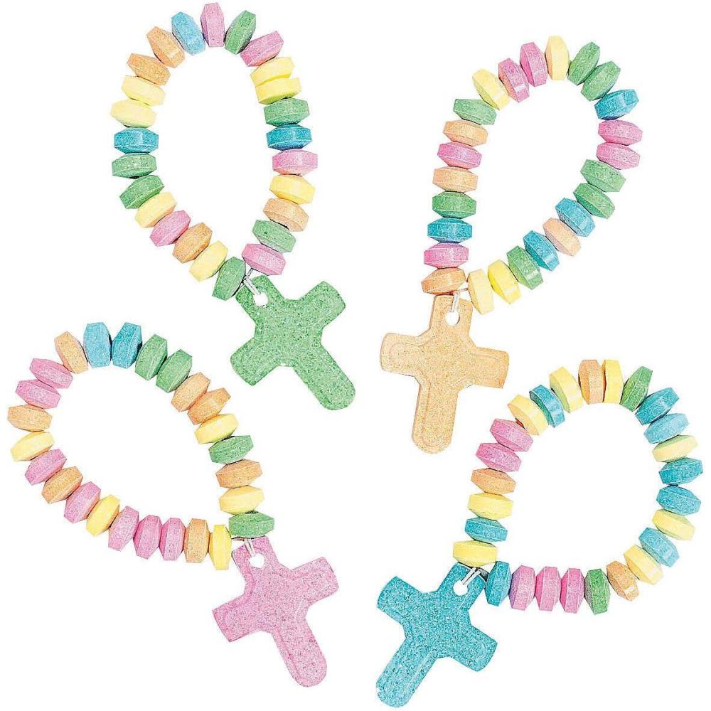 image:imageFun Express Candy Cross Bracelets Individually Wrapped 12 Pack Religious Scripture Candy Jewelry for Kids Church VBS Sunday School Easter Party Favors Stretchable FruitFlavored Goodie Bag