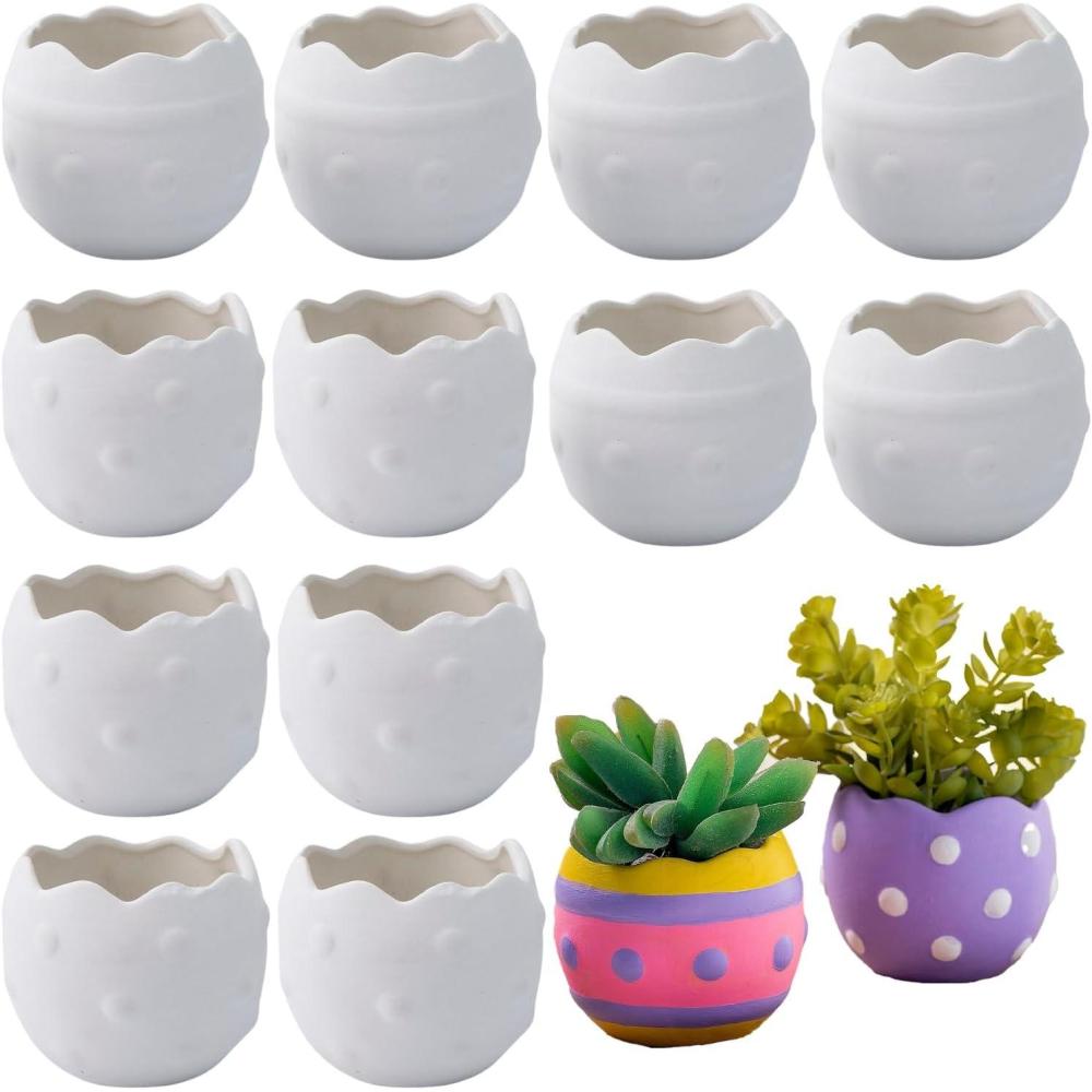 image:imageFun Express DIY Easter EggShaped Ceramic Planters Creative Spring amp Easter Dcor for Personalized Gardening Projects Crafting Fun amp Home Dcor Perfect for Kids Adults amp Plant Lovers 12 Pieces