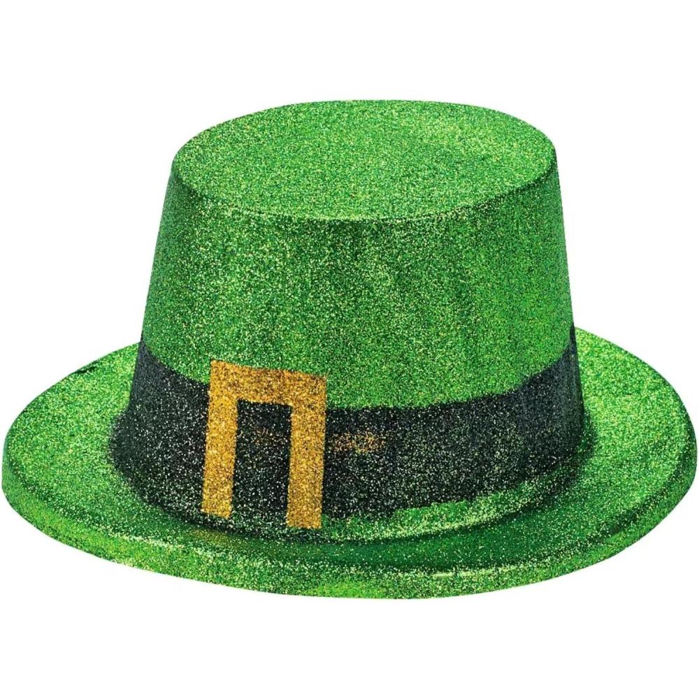 image:imageFun Express Green Glitter Top Hats for St Patricks Day Apparel Accessories Hats Party Hats St Patricks Day 12 Pieces