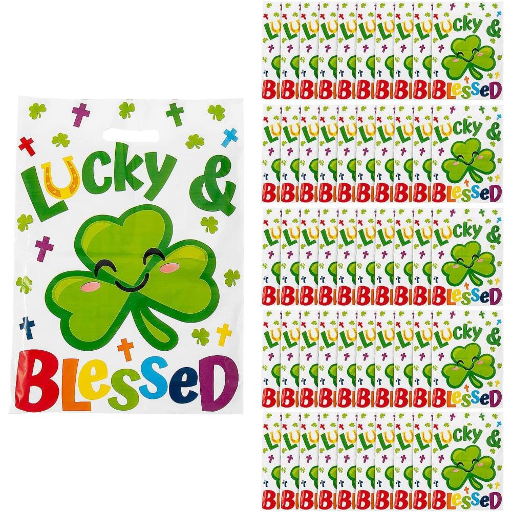 image:imageFun Express Large Plastic Religious St Patricks Day Goody Bags 50 Piece