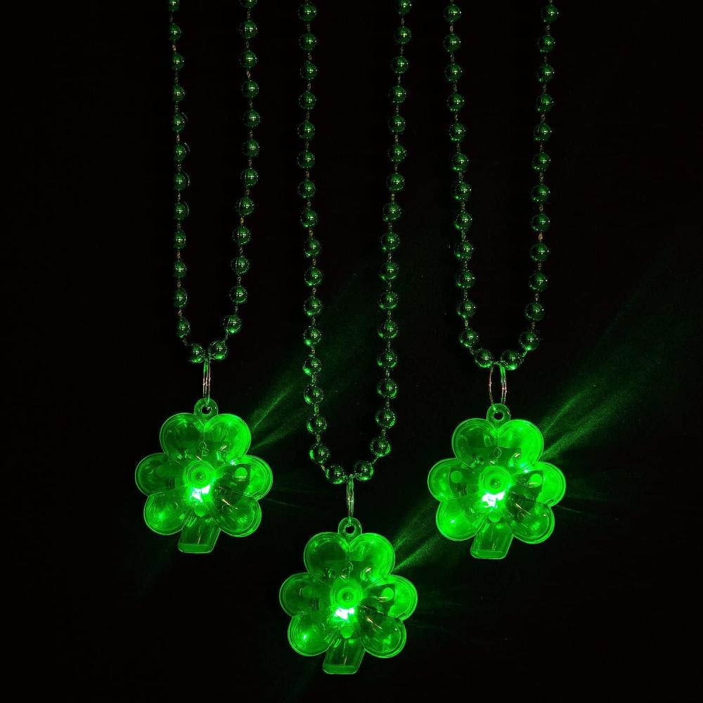 image:imageFun Express LightUp St Patricks Day Shamrock Necklaces 12 Pieces