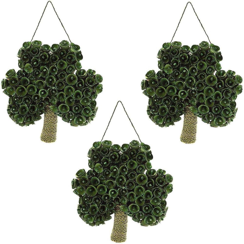 image:imageFun Express ShamrockShaped Wreaths  Festive St Patricks Day Home Decor for Doors Walls and Mantels  Ideal for Parties Celebrations and Seasonal Decorating Vibrant Green Color  3 Pieces