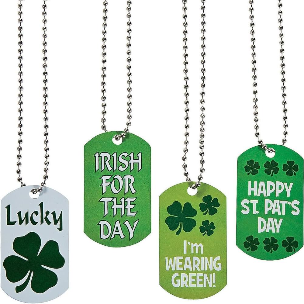 image:imageFun Express St Patricks Day Day Dog Tag Necklaces  Set of 12  Party Supplies