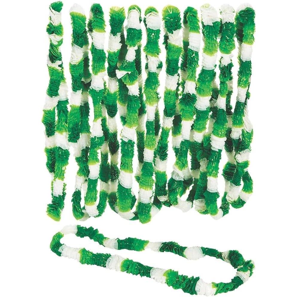 image:imageFun Express St Patricks Day Leis Necklaces TriColor Light Green Dark Green and White Apparel Accessories for Luauwear Parades amp St Paddys Day Celebrations Festive amp Fun Party Wear 12 Pieces