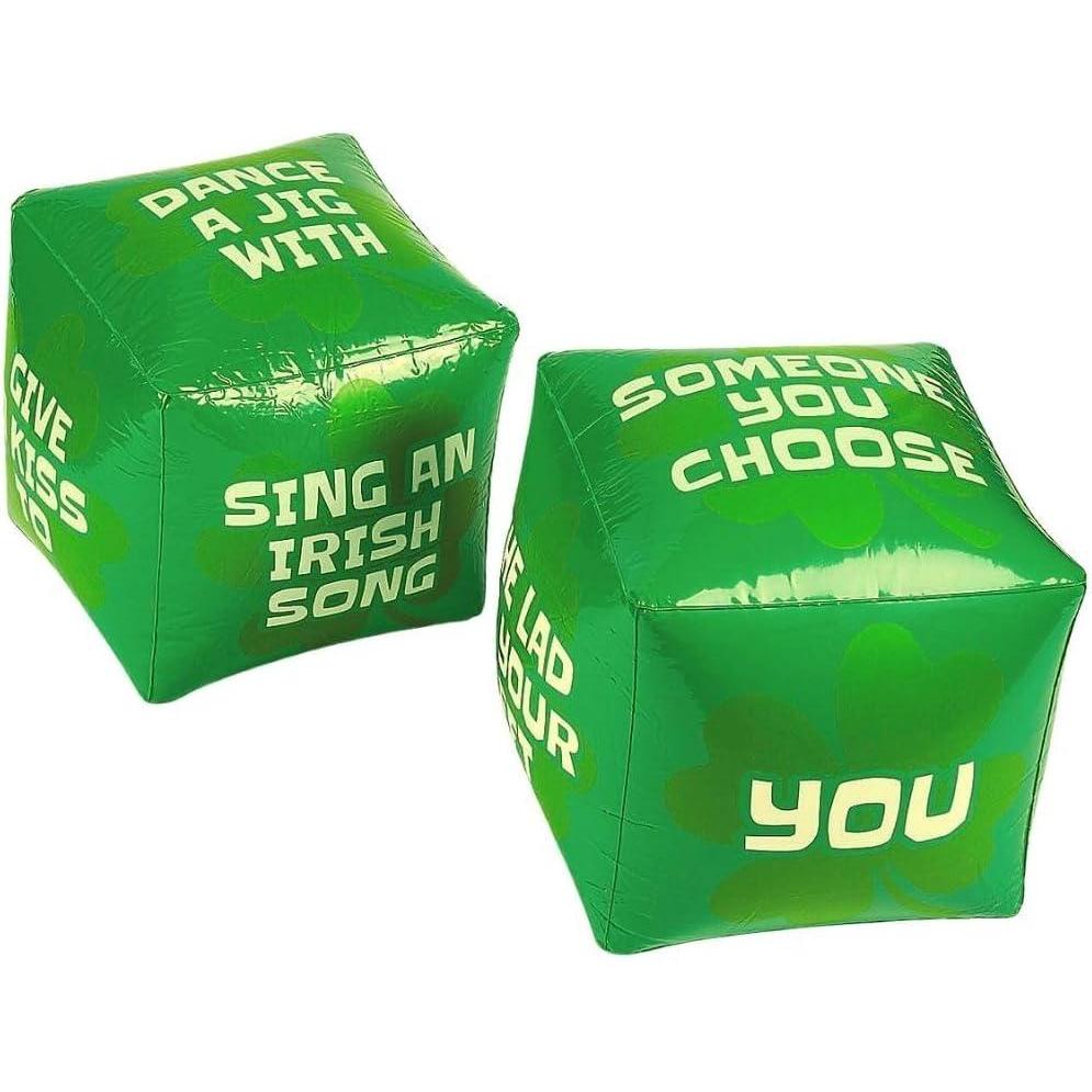 image:imageGreen Vinyl Cube Inflatable Jumbo St Patricks Day Dice Set 12 Pack of 2 Fun amp Festive Party Game Accessory