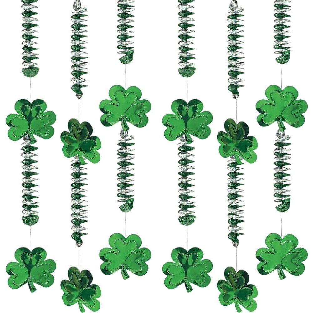 image:imageShamrock Dangling Spirals 12pc for St Patricks Day by Fun Express Party Decor Hanging Decor Spirals amp Swirls 12 Pieces