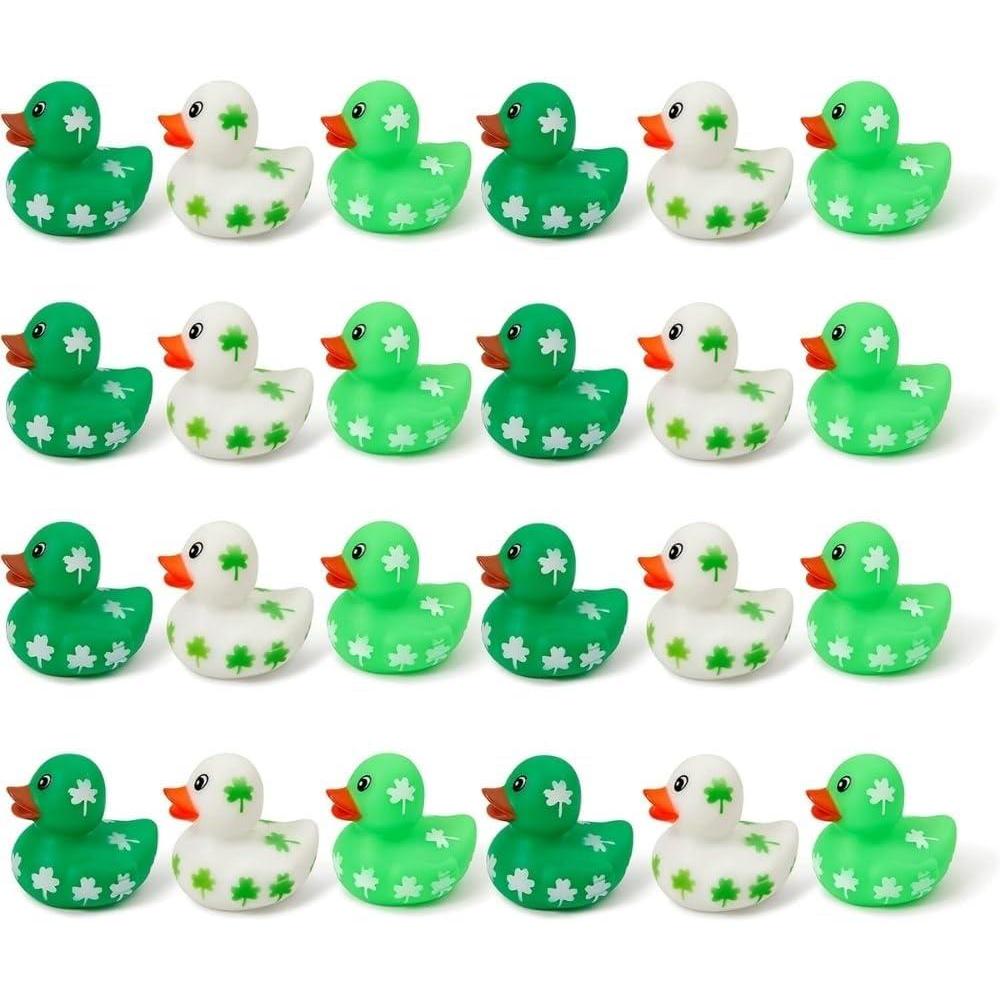 image:imageSt Patricks Day Mini Shamrock Rubber Duckies Ducks 24 Pieces Green Irish Holiday Toys