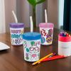 Fun Express DIY Easter Party Cups with Lids & Straws, Set of 12 Each Holds 6 oz, BPA Free Plastic, Crafts for Kids and Party Favors, Multi-Color