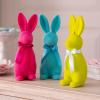 Fun Express Easter Bunny Decorations Set of 3 – Large 11.5 Inch Flocked Foam Figurines in Pink Blue Yellow | Spring Tabletop Centerpiece for Home Mantel Holiday Decor | Colorful Easter Rabbit Set