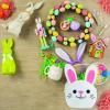 Fun Express Easter Bunny Decorations Set of 3 – Large 11.5 Inch Flocked Foam Figurines in Pink Blue Yellow | Spring Tabletop Centerpiece for Home Mantel Holiday Decor | Colorful Easter Rabbit Set