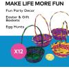 Fun Express Multi-Colored Bamboo Round Baskets for Easter – Decorative Storage Containers Party Supplies Craft Organizers Easter Basket Fillers – Gifts Parties Decorations – Assorted Colors 12 Pieces