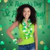 Fun Express St. Patrick’s Day Green & White Shamrock Plastic Leis 3 Ft – Irish Party Favor Necklaces for Parades, Classroom Events & Giveaways, 50 Count