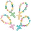 Fun Express Candy Cross Bracelets Individually Wrapped 12 Pack – Religious Scripture Candy Jewelry for Kids Church VBS Sunday School Easter Party Favors | Stretchable Fruit-Flavored Goodie Bag