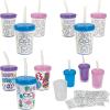 Fun Express DIY Easter Party Cups with Lids & Straws, Set of 12 Each Holds 6 oz, BPA Free Plastic, Crafts for Kids and Party Favors, Multi-Color