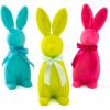 Fun Express Easter Bunny Decorations Set of 3 – Large 11.5 Inch Flocked Foam Figurines in Pink Blue Yellow | Spring Tabletop Centerpiece for Home Mantel Holiday Decor | Colorful Easter Rabbit Set
