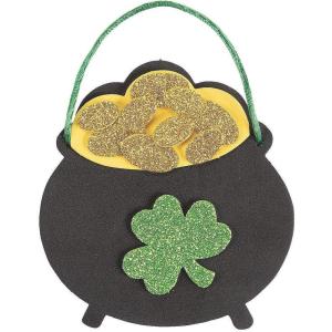 12 Pieces Pot of Gold Foam Craft Kit Decoration for St Patrick’s Day Ck-12 – Irish Crafts for Kids and Fun Home Activities