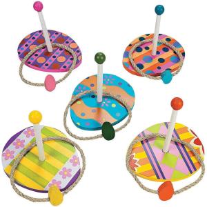 Easter Egg Ring Toss Game (5 Wood Bases and 5 Rope Rings) Party Games