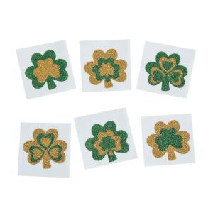 Fun Express 12 Pieces Glitter Shamrock Tattoo Stickers For St. Patrick’s Day – Temporary