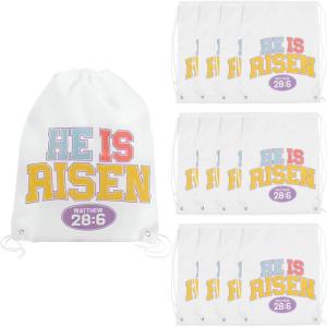 Fun Express 14″ X 18″ Large Religious Easter He Is Risen Polyester Drawstring Backpacks – 12 Pieces