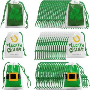 Fun Express 2 3/4″ x 5″ Bulk 144 Pieces Mini St. Patrick’s Day Drawstring Treat Bags