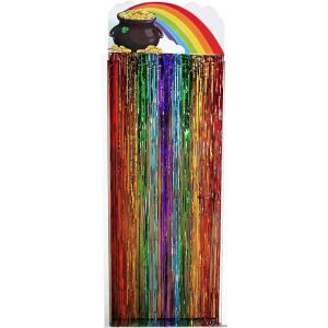 Fun Express 35 3/4″ x 9 Ft. 2″ St. Patrick’s Day Pot of Gold Rainbow Metallic Fringe Door Curtain(Multi Color)